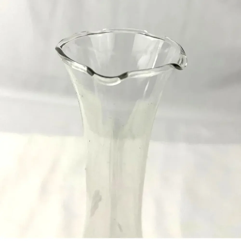 VTG‎ Flower Etched Glass Bud Vase Grape Design 10